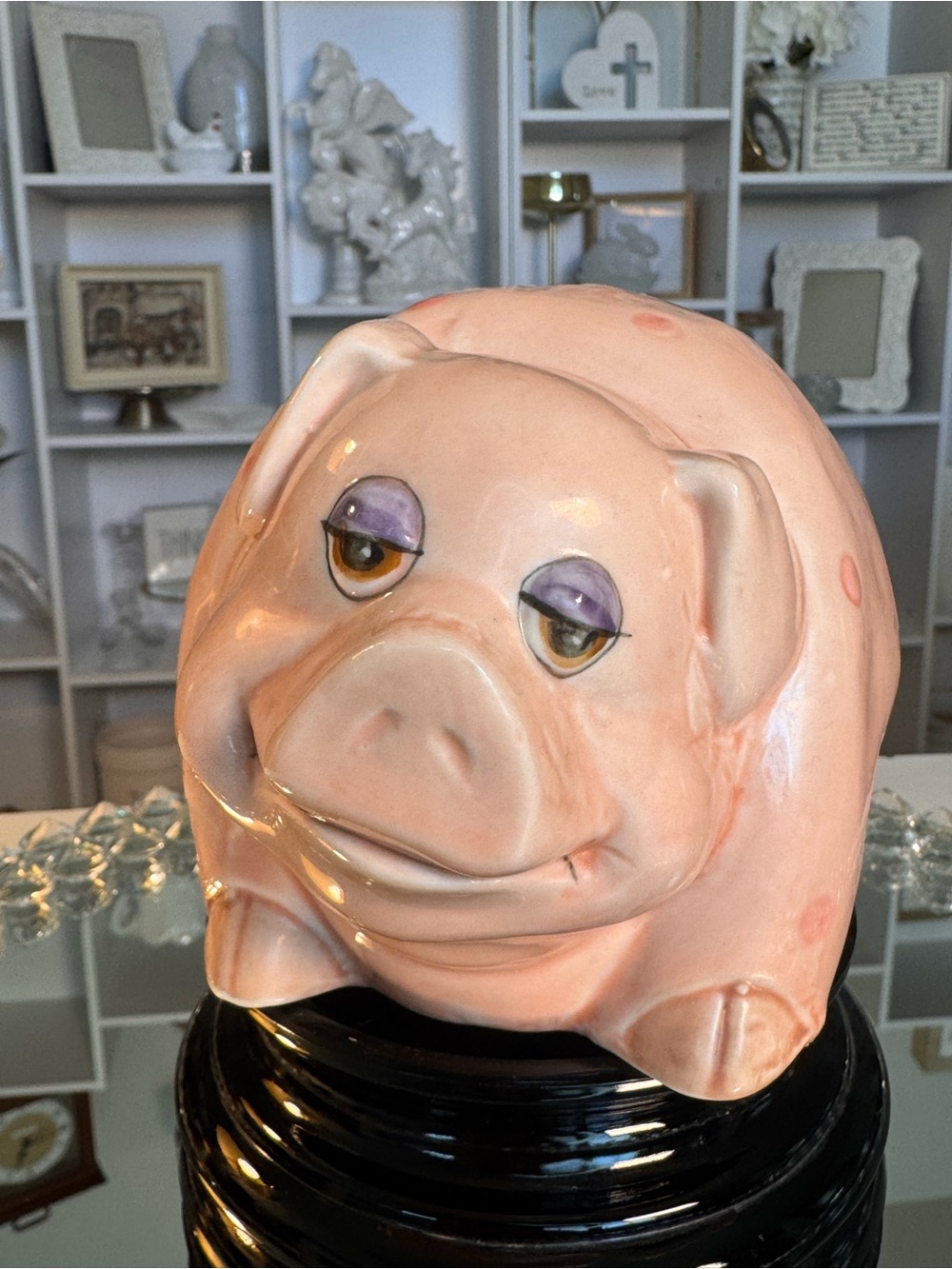 Vintage 1970s Ceramic Piggy Bank – Sassy Hand-Painted Detail